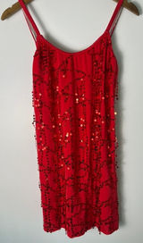 The Competitor Red Sequin Dance Costume Mini Dress Bodysuit MA Made in USA Photo 0