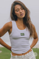 Daily Drills Logo Ribbed Tank - White Photo 0