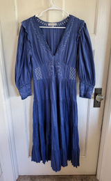 LoveShackFancy blue floral star embroidered long sleeve dress‎ Photo 0