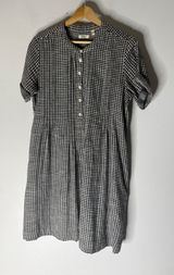 Dylan cotton short sleeve black white gingham check mini dress pockets‎ XS Photo 0