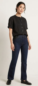 Banana‎ Republic Black Pleated Voile Blouse Short Puff Sleeve XXS Pintuck Cotton Photo 0