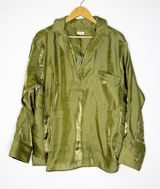 Pilcro Anthropologie Large Olive Green Satin Blouse Oversized OB1786712 Photo 0