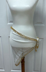 Egyptian Belly Dance Hip Scarf With Gold‎ Bead Trimming - 39" x 25" x 25". Photo 0