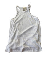 Free People White Ribbed High Neck Racerback Tank Top Small S P Made in USA‎ Photo 0