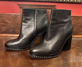 Coach Justina‎ Bootie Black Leather Moto Ankle Boots 9.5B 3.5" Heel Studded Sole Photo 0
