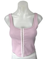 Abercrombie & Fitch Soft A&F Pink Rib Knit Hook & Eye Corset Bustier Tank Top M Photo 0