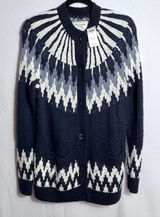 NEW Abercrombie & Fitch Blue Fair Isle Wool Nordic Sweater Cardigan Women's S Photo 0