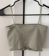 ALO Yoga Ribbed Sage Green Crop Tank with Thin Straps Photo 0