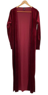 Windsor Burgundy Velvet Long Sleeve Duster Open Front Cardigan Size S Holiday Photo 0