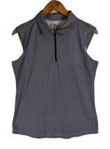 IBKUL Womens Black White Gingham Sleeveless 1/4 Zip Golf Polo Top Size M UPF50 Photo 0
