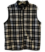 Hasting & Smith Womens Plaid Fleece Vest Black‎ White Sherpa Collar Zip Up M Photo 0
