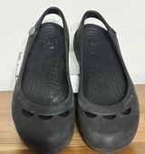 Crocs Size 9 Jayna Black Slingback Flat Slip On Shoes Sandals Croslite Ballet Photo 0