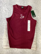 Wild Fable Burgundy Swan Graphic Muscle‎ Tank Top with Lace Side Panels XXS NEW Photo 0