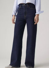New Levi's 29x34 Premium Ribcage Wide Leg Women's Jeans Shaded View Dark Wash Photo 0