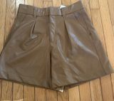 ABERCROMBIE & FITCH Vegan Leather Shorts High Rise Stretch Camel Brown Tan M Photo 0