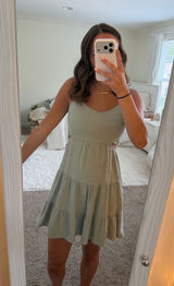 Altar’d State Sage Green Sleeveless Cutout Ruffle Mini Dress Photo 0
