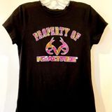REALTREE "Property of Realtree" Camo Pink/Black Short Sleeve Sz Medium TShirt. Photo 0