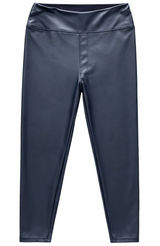 Aerie Biker Luxe Faux Leather Leggings Navy High Waisted Size Medium Photo 0