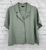 Quince Linen Shirt Women’s XL Sage Green 100% European Linen Short Sleeve Boxy Photo 0
