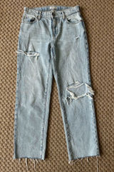 Pacsun 90s Straight Leg Light Wash Distressed Jeans Raw Hem Photo 0
