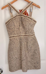 LA REINE Halter‎ Neck Tweed Mini Dress Medium Wedding Guest Formal Photo 0