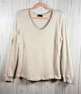 GAP Women’s Casual Boho Scoop Neck Shimmer Sweatshirt in Oatmeal, Large Photo 0