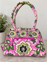 Vera Bradley Womens OS Viva La Vera Pink Green Floral Quilted Frame Satchel Bag Photo 0