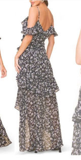 ASTR‎ The Label Floral Print High/Low Tiered Ruffle Maxi Dress Size Small Photo 0