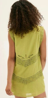 Free People Winifred Mini Dress Lime Green Sleeveless Lace XS $168 Photo 0