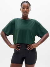 New Athleta S Ultimate Lasercut Crop Tee Pine Green Small Photo 0