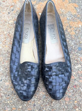 Enzo Angiolini Womens Black Woven Leather Loafer Flats Size 8M Almond Toe‎ Photo 0