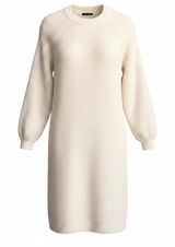 Ann Taylor Cream Ribbed Sweater Dress Raglan Balloon Sleeve Midi Ivory Size M Photo 0