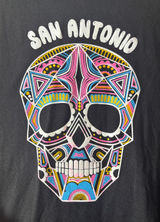 Sugar Skull San Antonio Texas Graphic T-Shirt Unisex Size XL Short Sleeves Black Photo 0