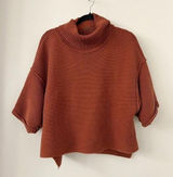 Free People 3/4 Dolman Sleeve Burnt Orange Turtleneck Oversized Sweater Size S Photo 0
