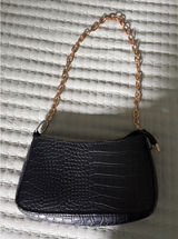 Black and gold crocodile pattern shoulder bag Photo 0