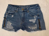 American Eagle Super Hi-Rise Shortie Denim Shorts Distressed High Waisted Size 6 Photo 0