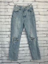 Vintage Y2K PacSun Dad Jeans High Rise Button Fly Light Wash Distressed Size 28 Photo 0