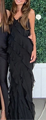 Altar'd State Ruffle Black Dress maxi Photo 0