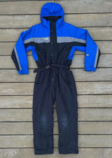 Vintage Columbia Sportswear Black/Blue Ski Suit Snow Suit w/ Hood Photo 0