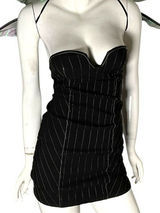 Zara black pin stripe strapless mini dress XS Wednesday Addams inspired Photo 0