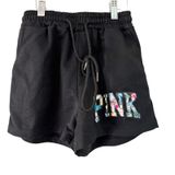 PINK - Victoria's Secret Floral Logo Lounge Shorts Elastic Waist Comfy Casual Black Size S‎ Photo 0