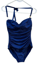 LAUREN RALPH LAUREN Swimsuit One Piece Twist Bandeau Underwire Size 8 Blue NWT Photo 0