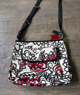 COACH Graffiti Kyra Poppy‎ black white red sateen shoulder crossbody bag F16864 Photo 0