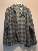 Amazon Essentials Women Full Zip Fleece Jacket Charcoal Gray Buffalo Plaid XL Photo 0
