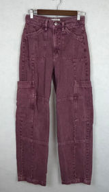 BDG Cargo Jeans Womens 26 100% cotton Plum Purple High Rise Straight Leg Denim Photo 0