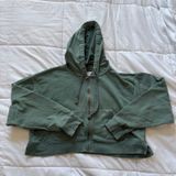 Aeropostale Green Full Zip Cropped Hoodie Sweatshirt Small Boxy Relaxed Fit Photo 0