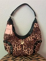 NEW Juicy Couture Retro Glam Boho Leopard Cheetah Shoulder Bag Black Trim Photo 0