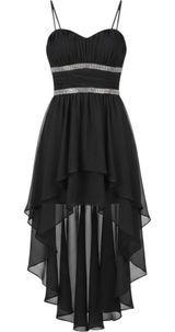 Deb Y2K Fairy Grunge Whimsigoth Asymmetrical Hi‎ Low Black Midi Dress Sparkle S Photo 0