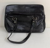 Faux leather‎ black double handle hobo bag purse zip multi compartment shoulder Photo 0