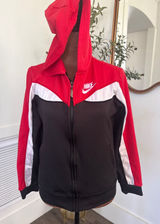 Nike Womens S Red Black White Colorblock Full Zip Hoodie Nike Fit Track Jacket Photo 0